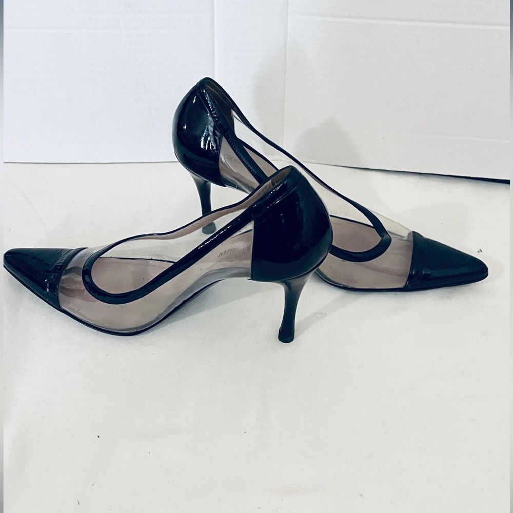 Giorgio Armani Black Patent Leather and PVC Stiletto Heel Size 38 (8))